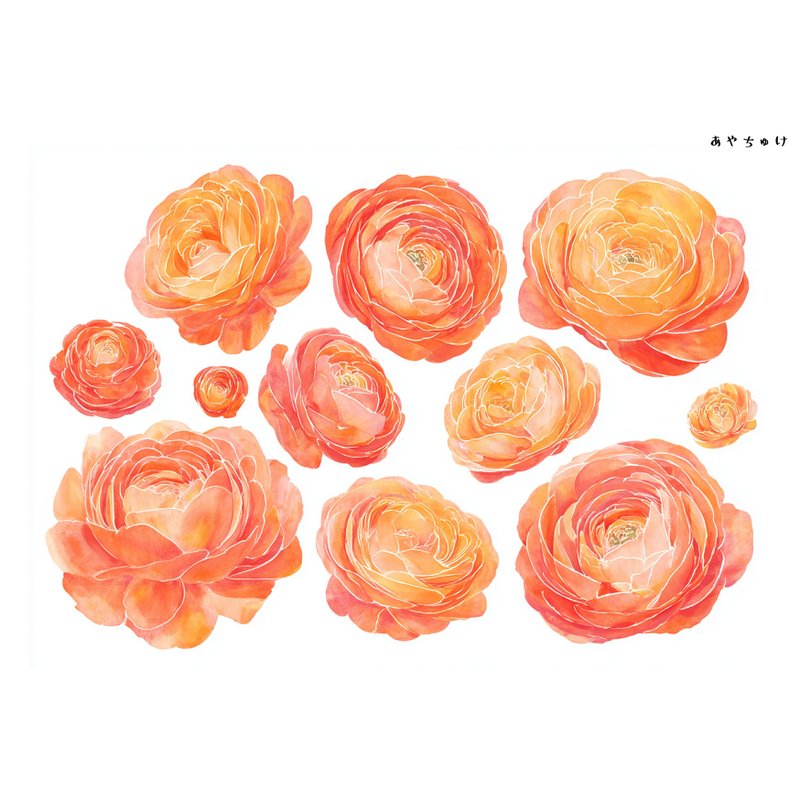 【10月新作4】20-22-0099  チョキペーパー・コラージュ素材  ラナンキュラス - 貼紙 - 紙 