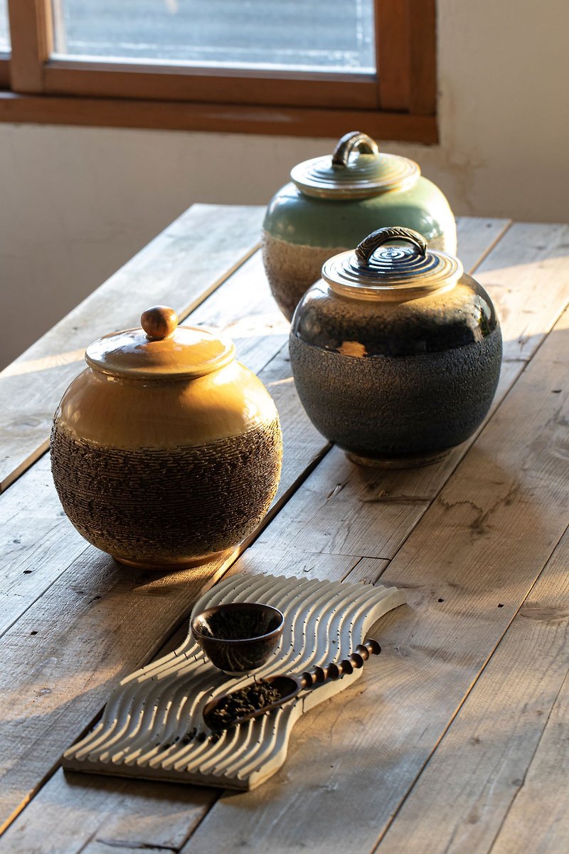 樟脳線香壷型茶倉庫 - 調味料入れ - 陶器 ブルー