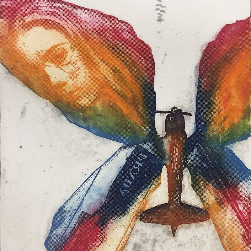 Original print-Untitled (Butterfly) - Lin Renxin - โปสเตอร์ - กระดาษ หลากหลายสี