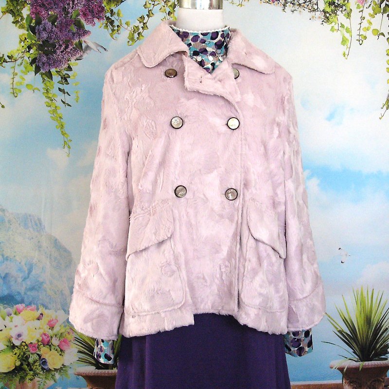 Double jacket of eco-fur in soft strawberry milk colour. - Women's Casual & Functional Jackets - Cotton & Hemp Pink