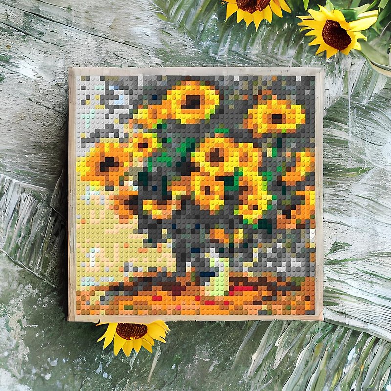 【Decoration】Famous mosaic bricks paintings: Sunflower - Claude Monet - Plants - Plastic Orange