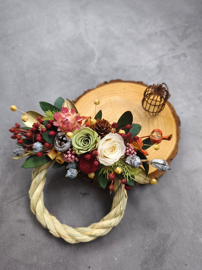 新春祈福注連繩掛飾永生玫瑰生日禮物小掛飾 - 壁貼/牆壁裝飾 - 植物．花 綠色