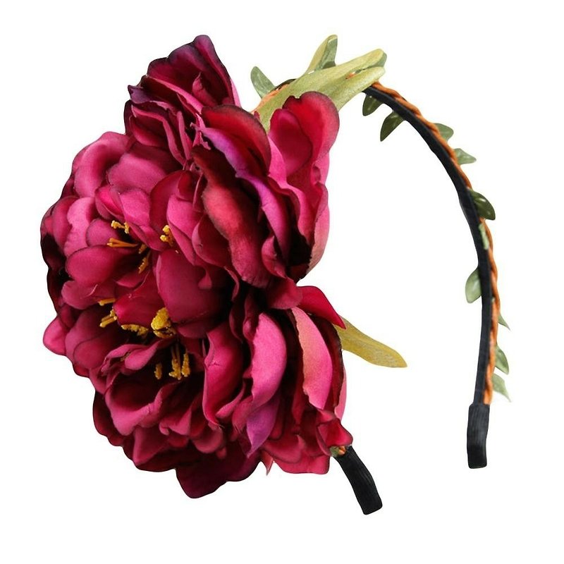 Peony Flower Flower Headband Bridal Bridesmaid Accessories - เครื่องประดับผม - ผ้าฝ้าย/ผ้าลินิน สีแดง
