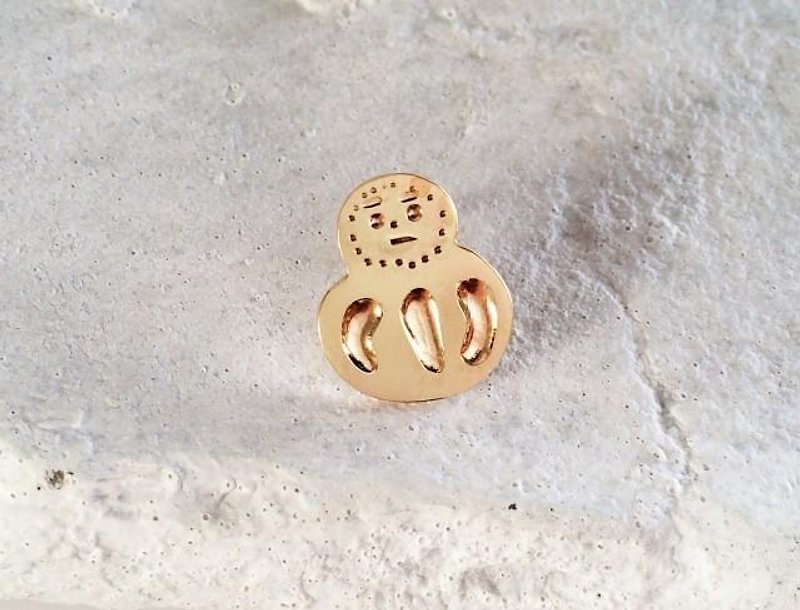 ◆ Daruma Chan ◆ Brass pin badge - Brooches - Other Metals Gold