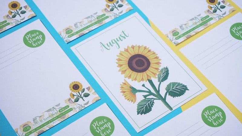 The Birth Flower Postcard - August Sunflower - การ์ด/โปสการ์ด - กระดาษ 