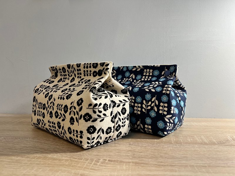 [In Stock] Nordic Geometric Floral Toilet Paper Storage Set 2 Colors - Tissue Boxes - Cotton & Hemp 
