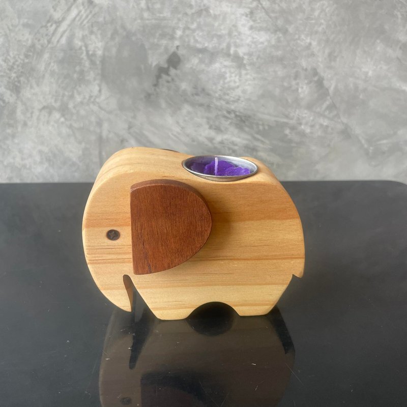 Handmade Wooden Elephant Tealight Candle Holder: Home Décor - 香氛蠟燭/燭台 - 木頭 