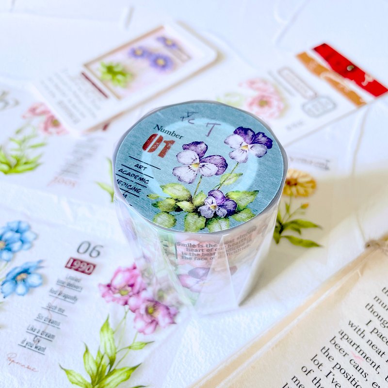 Flower－5.5cm glossy PET tape (with release paper) - Washi Tape - Plastic 