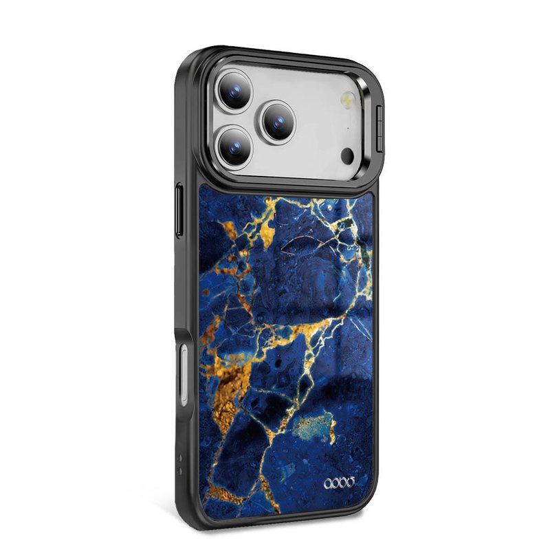 apbs iPhone 全系列 軍規防摔合金框隱形立架手機殼-大理石寶石藍 - 手機殼/手機套 - 其他材質 多色