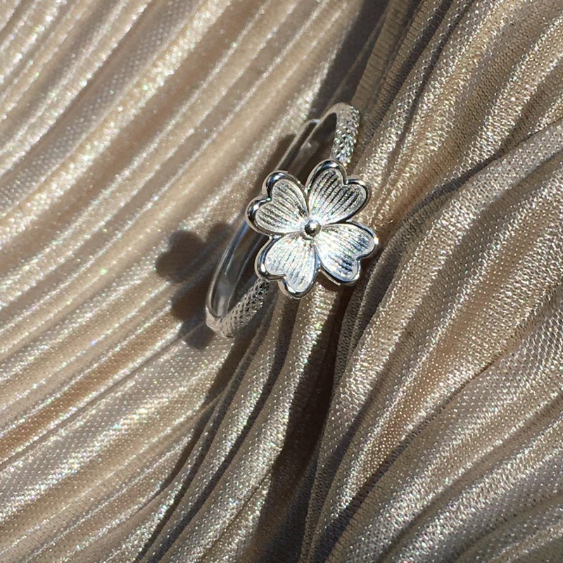 【Lost and find】s999 Silver four-leaf clover ring - General Rings - Gemstone Transparent