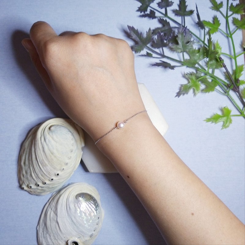Lake of Love: Freshwater Pearl Statement Bracelet(925 Silver/Aura/Bean Shape) - Bracelets - Pearl Pink