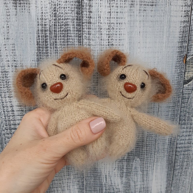 Puppy knitting pattern. Toy knitting tutorial. Small dog - 編織/刺繡/羊毛氈/縫紉 - 其他材質 