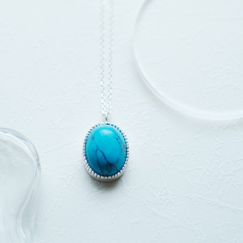 Large turquoise necklace in Silver 925 - Necklaces - Other Metals Blue