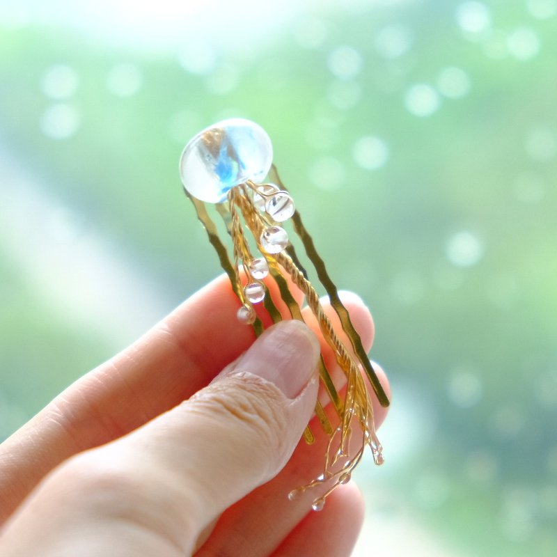 【宝石クラゲ】Crystal Jellyfish Hair Clip Hairpin by ETPLANT - เครื่องประดับผม - คริสตัล สีใส