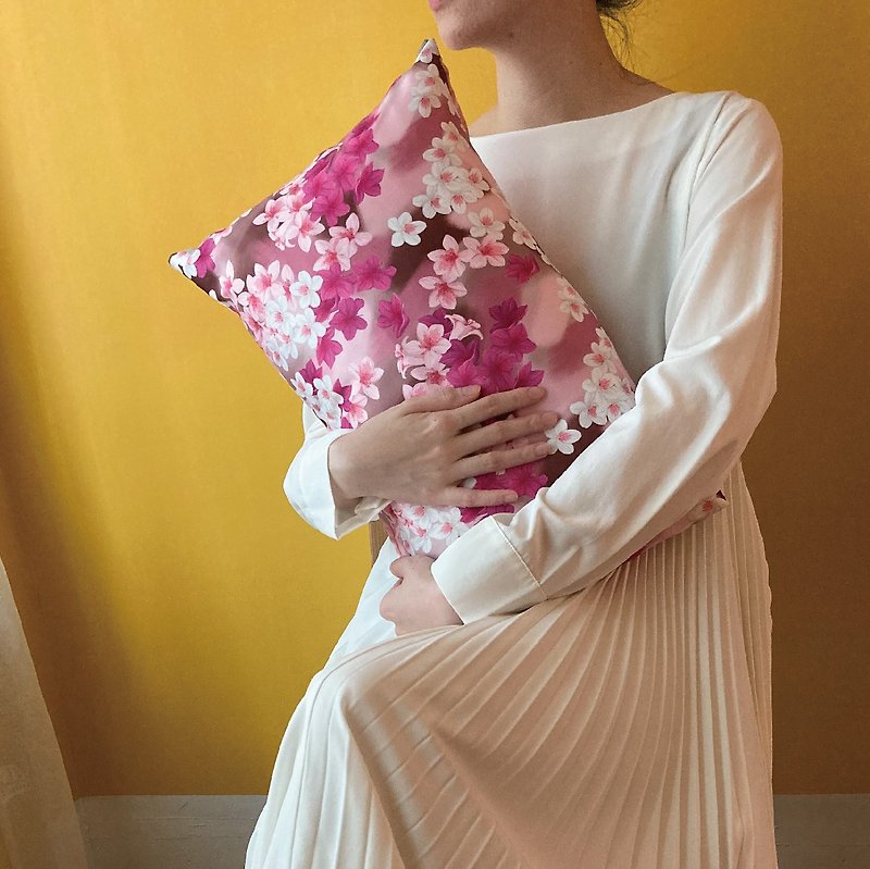 [Customized] Small Pillowcase + Pillow Heart_Matte Satin/Printing/Floral/Pillow - Pillows & Cushions - Polyester Pink