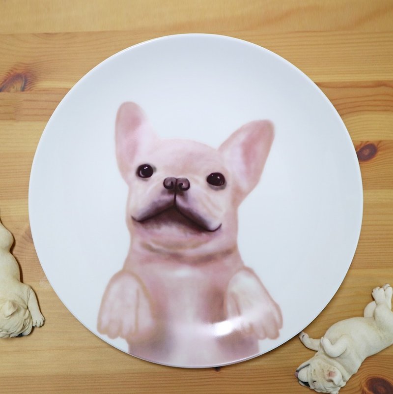 8 inch bone china plate - Super Meng France bucket / French Bulldog / France / dog / birthday gift / can be added custom name / customized / microwave / through SGS - Small Plates & Saucers - Porcelain White