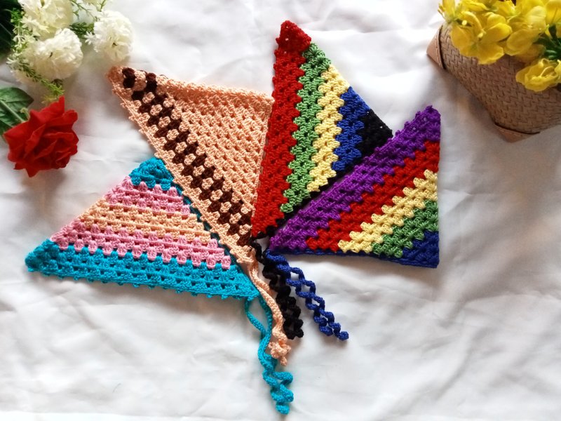 Crochet Bandana headband handmade multicolour - 髮夾/髮圈 - 壓克力 多色