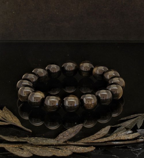 HK-Accessories 金曜石 12mm 水晶手鍊 (Golden Obsidian12mm Crystal Bracelet)