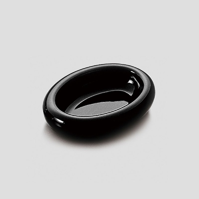 Small storage tray No. 2 (ellipse-black)-ノン2 - Small Plates & Saucers - Glass Black