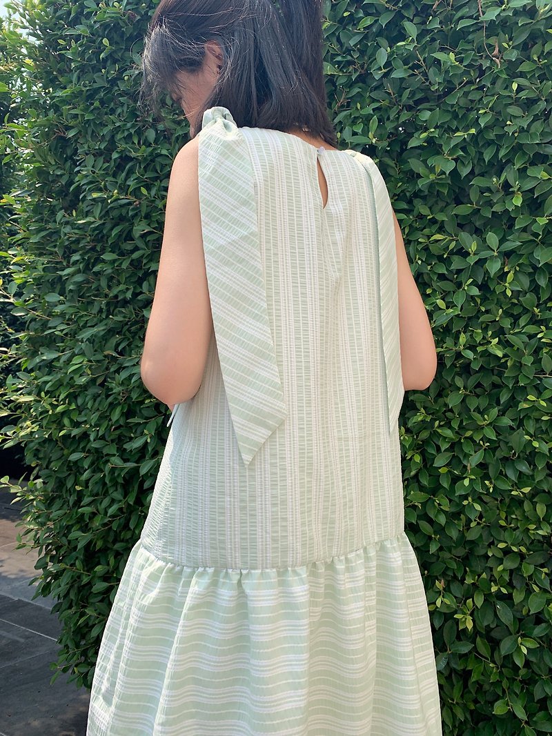 BIRUCHU PUDDING DRESS : Green Pastel Color 布丁 裙子 淡綠色 - ワンピース - コットン・麻 グリーン