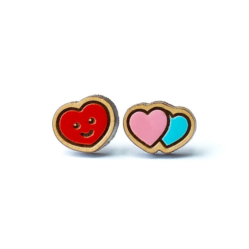 Painted wood earrings-Love - Earrings & Clip-ons - Paper Red