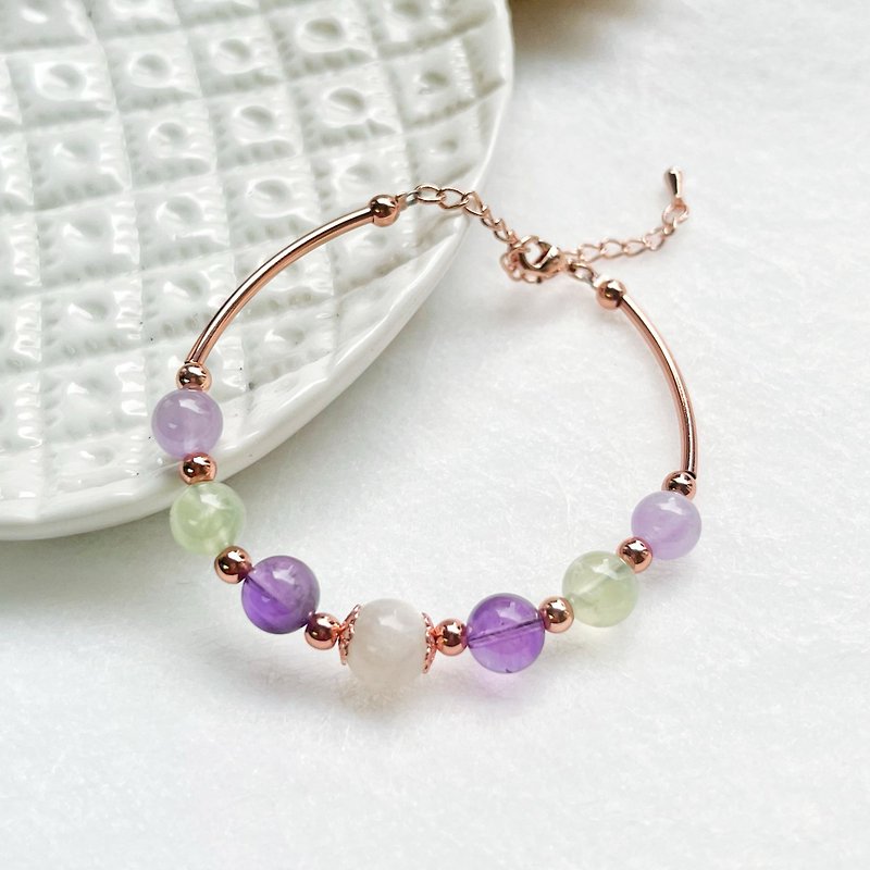 紫晶 月亮石  葡萄石 手鏈 天然石 財運 水晶 - 手鍊/手環 - 水晶 綠色