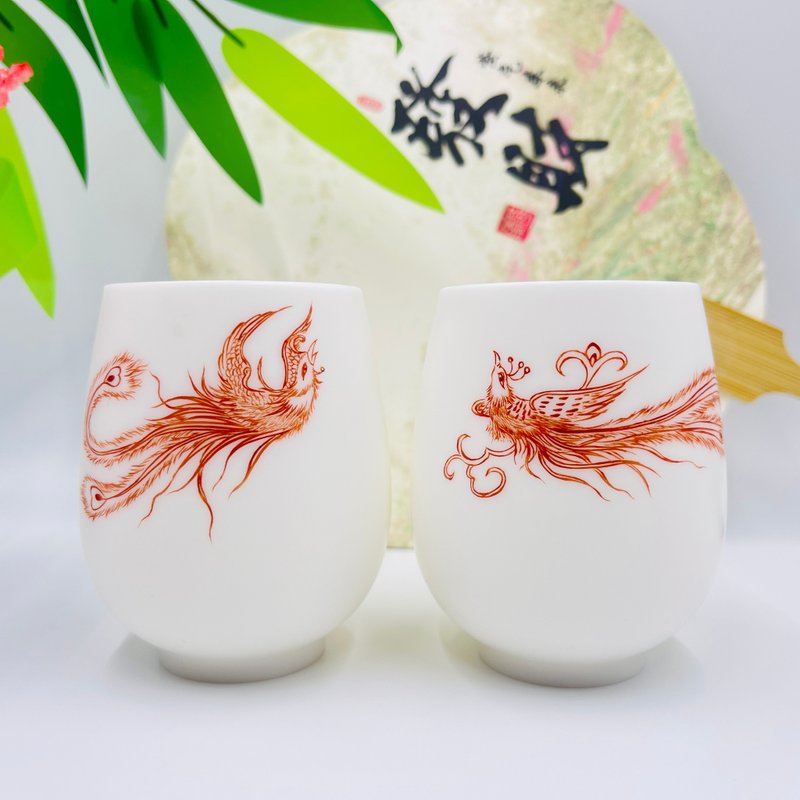 鳳對杯 - 茶壺/茶杯/茶具 - 瓷 白色