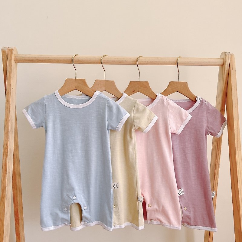 【YOURs】Cotton Sweet Shoulder Buckle Jumpsuit Made in Taiwan Children's Clothing Newborn Clothes - ชุดทั้งตัว - ผ้าฝ้าย/ผ้าลินิน 