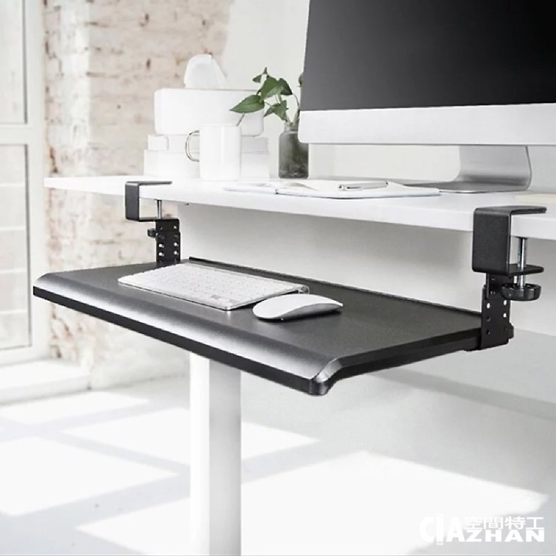 FUNTE電動升降桌配件-夾式人體工學可調高度鍵盤架 - 電腦配件 - 塑膠 黑色