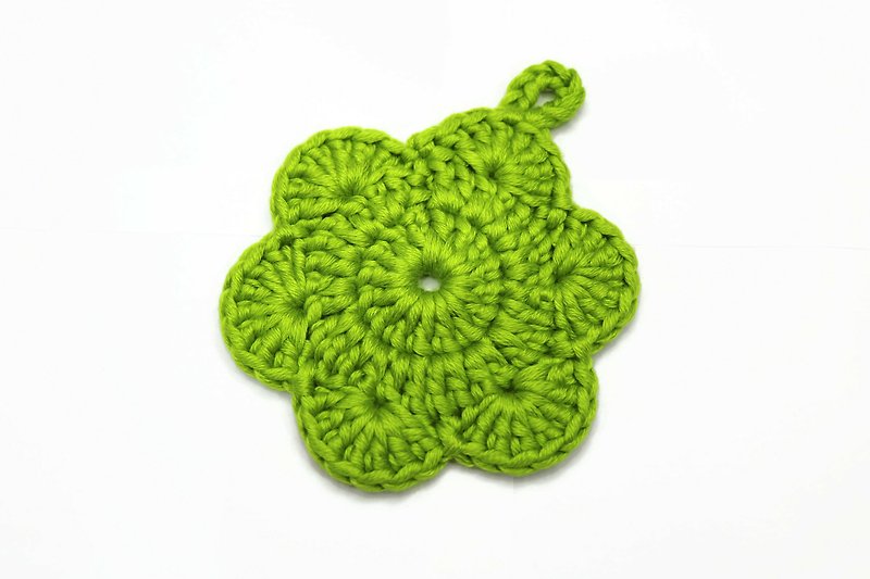 Flower Large Thick Cotton Cup Mug Crochet Coaster Mat - Lime