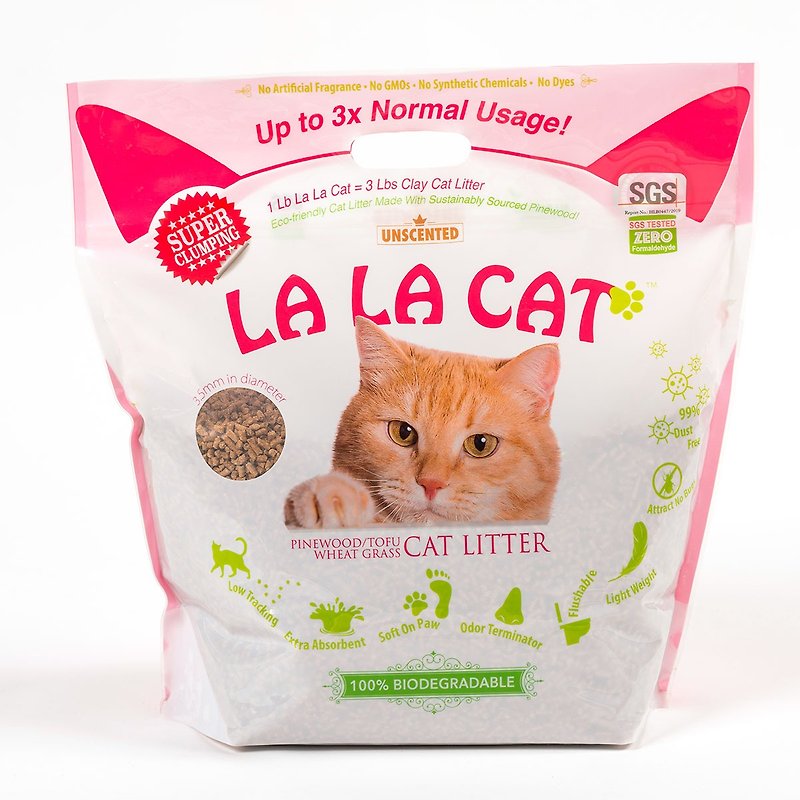 【LA LA CAT】High-quality deodorizing curdled pine cat litter made in Taiwan, non-toxic and flushable - กระบะทรายแมว - ไม้ สีกากี