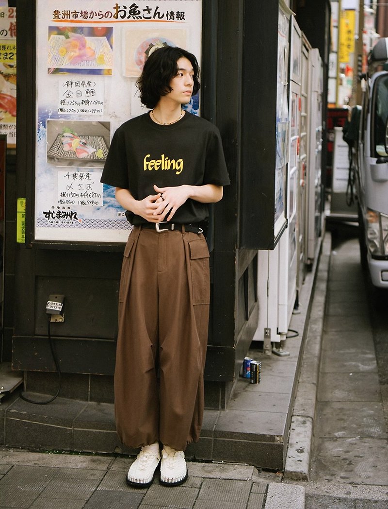 Mountains, lakes and seas Japanese style retro Tencel overalls - Men's Pants - Other Materials Brown