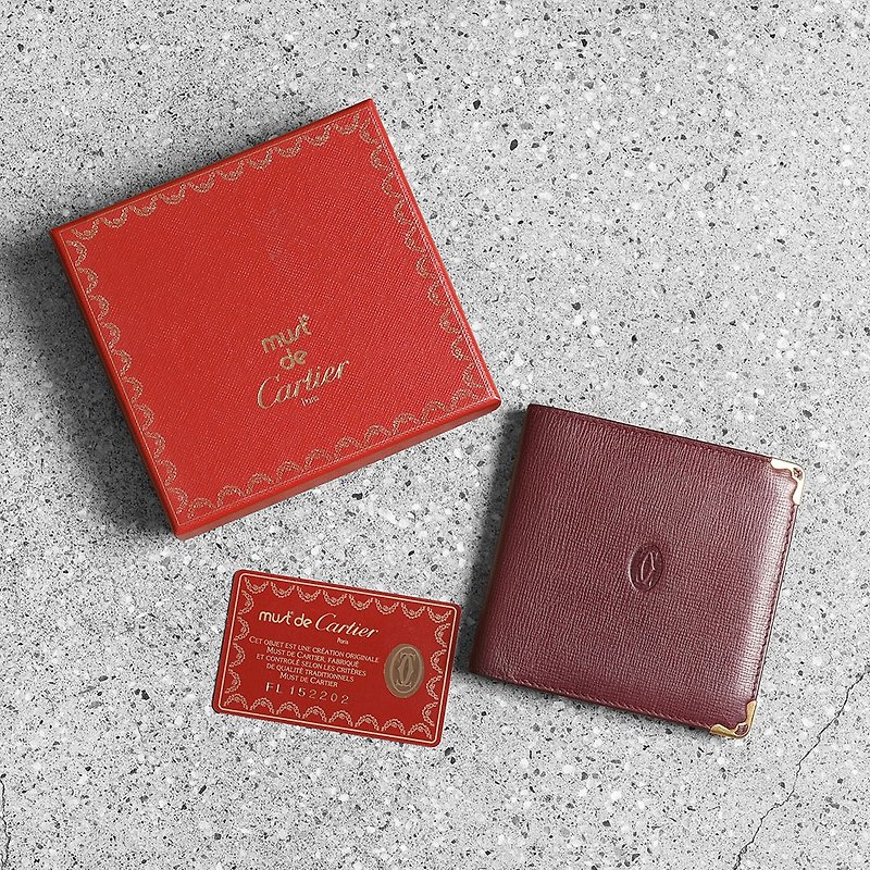 Cartier Vintage Wallet - กระเป๋าสตางค์ - หนังแท้ สีแดง
