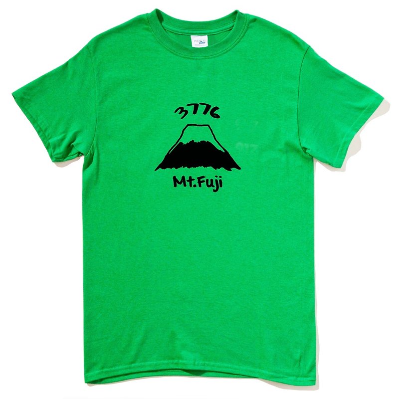 Mt Fuji 3776 unisex green t shirt - เสื้อยืดผู้ชาย - ผ้าฝ้าย/ผ้าลินิน สีเขียว