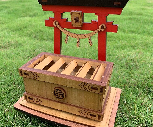 バレンタインデーギフト] 鳥居ぬいぐるみ貯金箱、手作りDIY日本製木製 