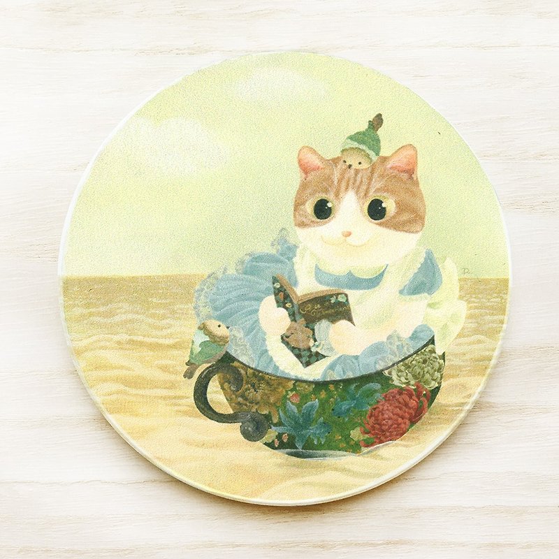 Cat World-Aili Meow Dream Leisure Land/Ceramic Water Coaster - ที่รองแก้ว - ดินเผา 