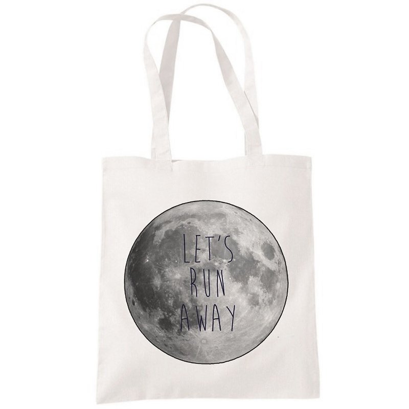 LETS RUN AWAY-Moon Wenqing Moon Canvas Bag Literary Environmental Shopping Bag One-shoulder Tote Bag-Beige - Messenger Bags & Sling Bags - Cotton & Hemp White
