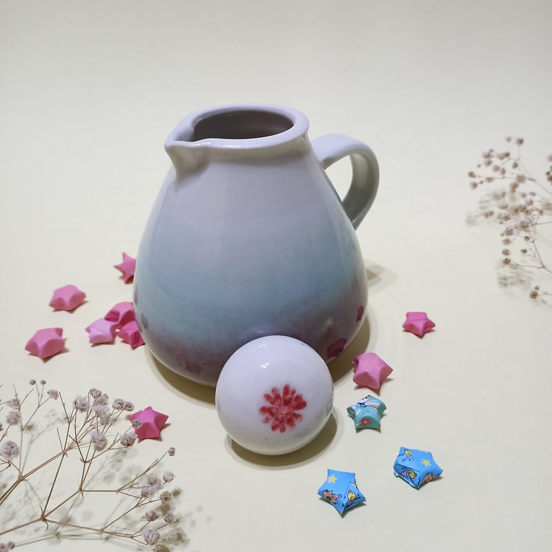 Two-tone glazed coffee pot 【Ceramic】 【Underglaze color】 - เครื่องทำกาแฟ - เครื่องลายคราม สึชมพู