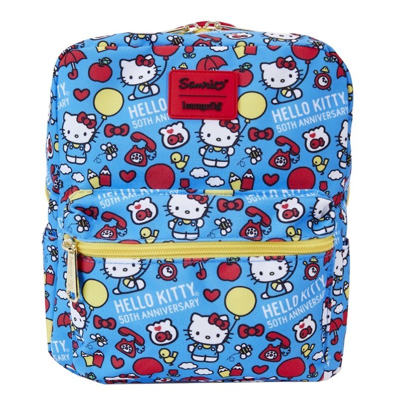 Loungefly Hello Kitty 50th Anniversary Classic Shape Nylon Square Mini Backpack - Backpacks - Nylon Blue