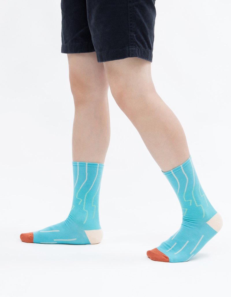 四物農樂1:1襪 - 襪子 - 棉．麻 藍色