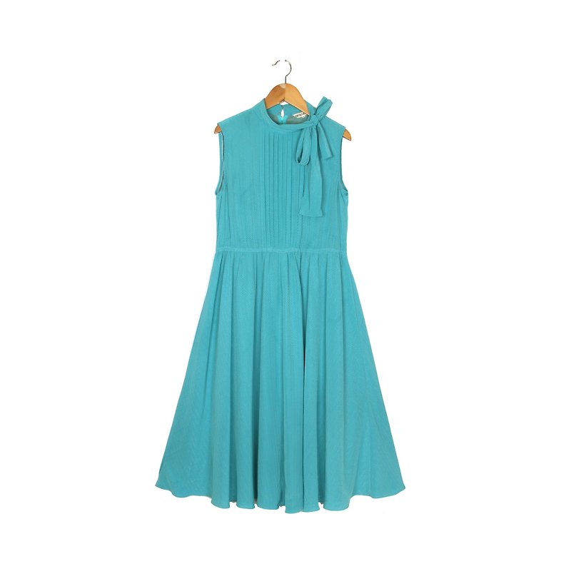 【蛋植物古着】 水色幻想印花無袖古著洋裝 - 連身裙 - 聚酯纖維 藍色