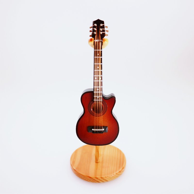 [Scorching Sun-colored Small Guitar] Decoration Gift Texture Mini Musician - ของวางตกแต่ง - ไม้ สีนำ้ตาล