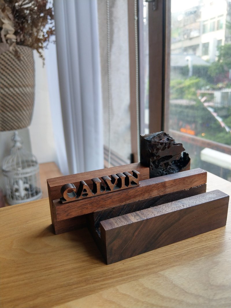 CL Studio [modern minimalism - geometric style wooden phone holder / business card holder] N156 - Card Stands - Wood Brown