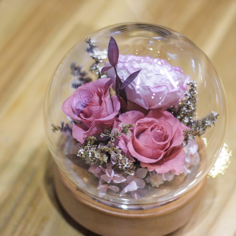 情人節永生花玻璃罩盅 圓滿的愛玻璃罩 客製生日花禮 乾燥花 - 乾燥花/永生花 - 植物．花 多色