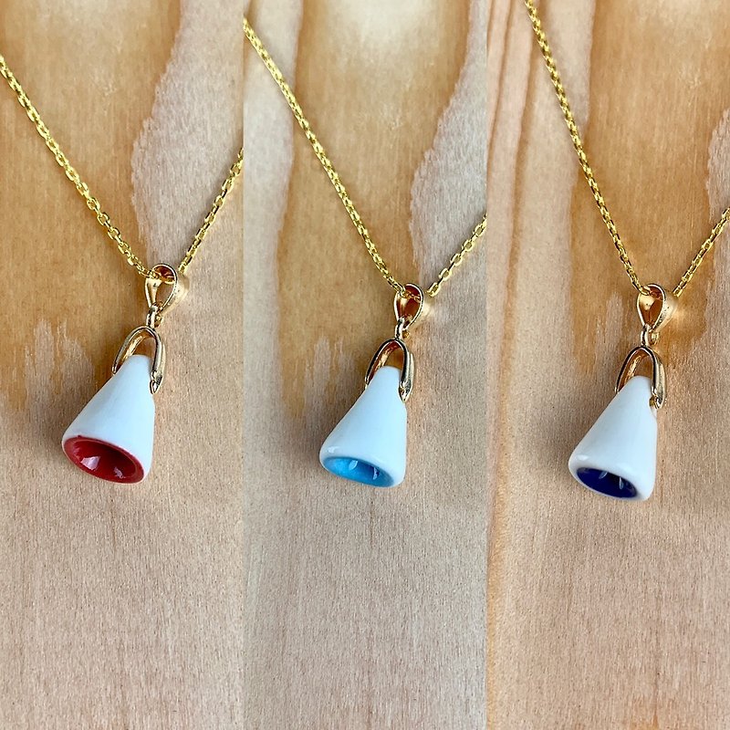 Bell ceramic necklace - three colors - สร้อยคอ - เครื่องลายคราม ขาว