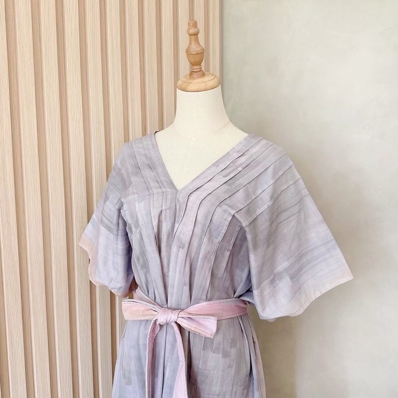 The Painter's Touch of Taro Purple - Discounted by Shou Shou Yang - One Piece Dresses - Cotton & Hemp Multicolor