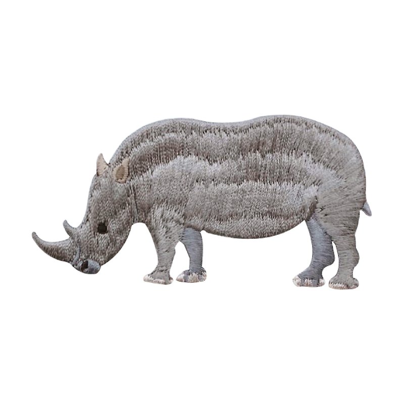 Novigo Endangered Animal Ironing Embroidery / White Rhino - Badges & Pins - Thread 