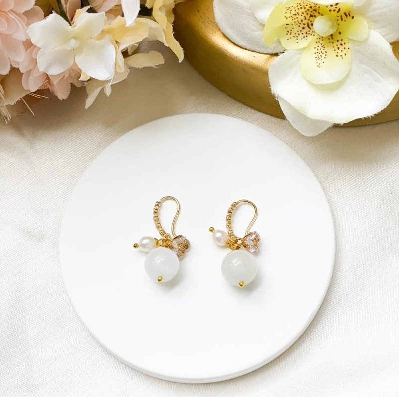 RURI | Golden Plum Stone Gentle Dreamy Moonstone Stone and Clip-On - Earrings & Clip-ons - Gemstone Gold