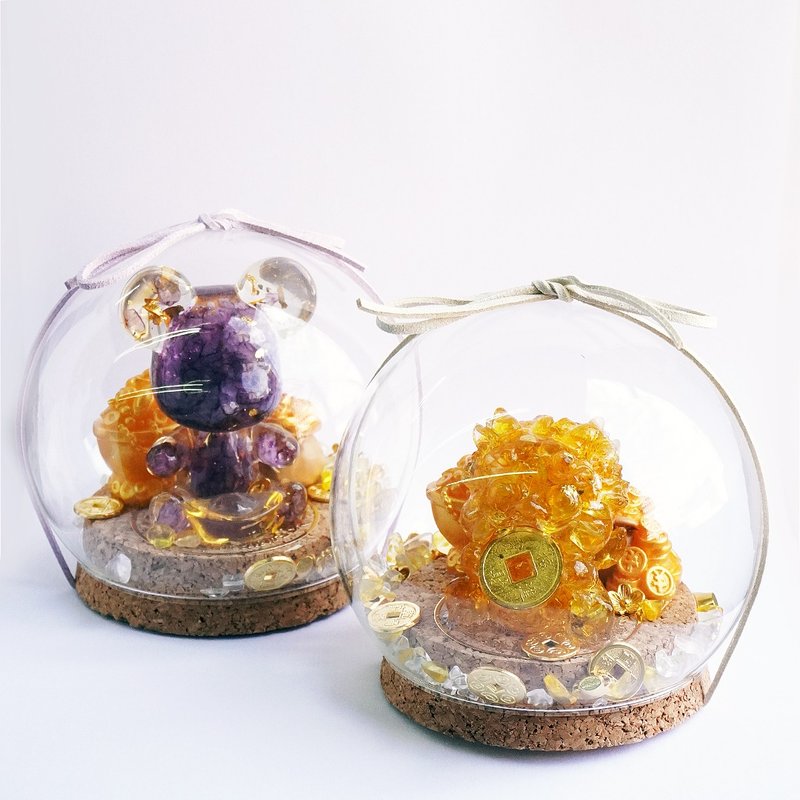 【Hourrae荷萊】招財好運水晶球 - 貔貅款 小熊款 - 擺飾/家飾品 - 水晶 多色