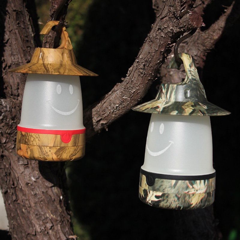 [SPICE] Japanese outdoor/indoor dual-use smile LED hanging light (camping light) Khaki camouflage - โคมไฟ - วัสดุอื่นๆ สีเขียว